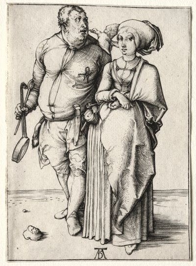 A szakács és felesége, valószínűleg 1497-ben. alkotó: Albrecht Dürer