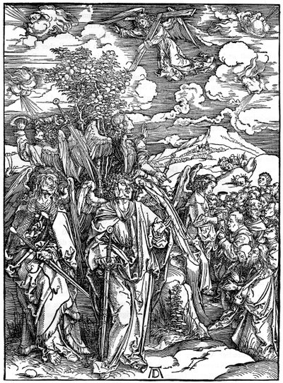 A szeleket tartó négy angyal, 1498, 1936 alkotó: Albrecht Dürer