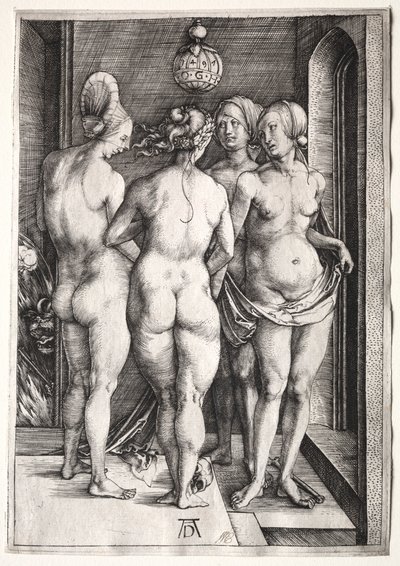 A négy boszorkány, négy meztelen nő, 1497. alkotó: Albrecht Dürer