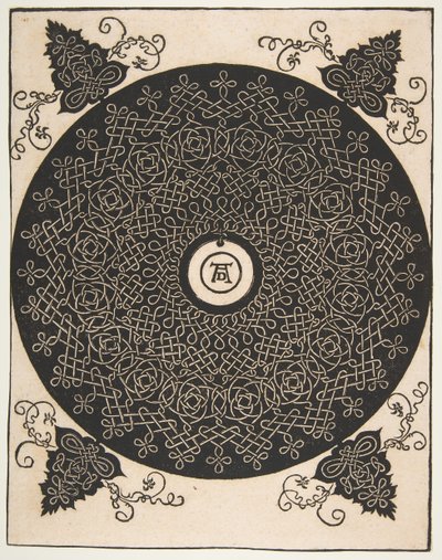 A negyedik csomó. Átlapolt Roundel egy kerek éremmel a közepén, 1528 után. alkotó: Albrecht Dürer