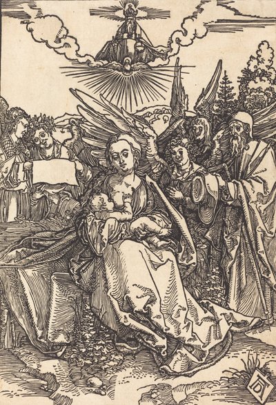 A Szent Család öt angyallal, 1505-ben vagy előtte. alkotó: Albrecht Dürer