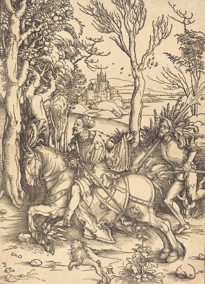 A lovag lóháton és a Lansquenet c. 14961497. alkotó: Albrecht Dürer