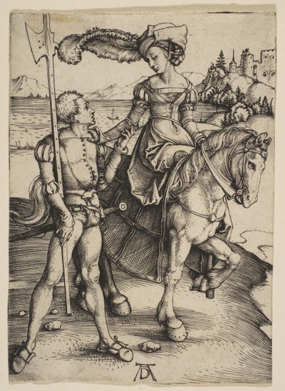 A Lady on Horseback és a Lansquenet, kb. 1497. alkotó: Albrecht Dürer