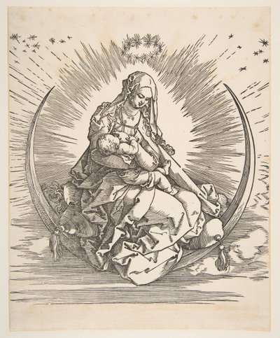 A félhold Madonna, A Szűz életének homlokzata, kb. 1511. alkotó: Albrecht Dürer