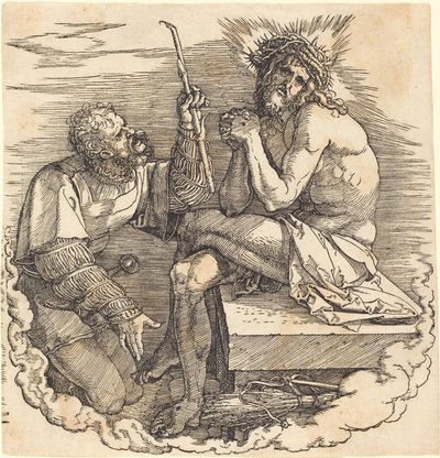 A bánat embere, akit egy katona gúnyol alkotó: Albrecht Dürer