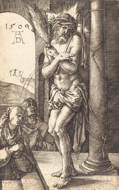A bánat embere az oszlop mellett áll, 1509. alkotó: Albrecht Dürer