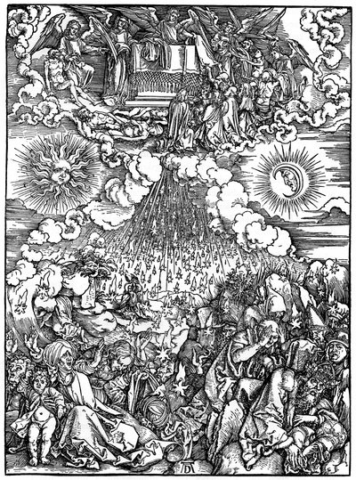 Az ötödik és hatodik pecsét felnyitása, 1498, 1936 alkotó: Albrecht Dürer