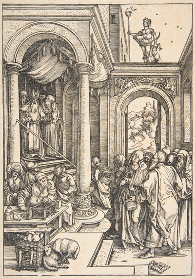 A Szűz bemutatása a templomban, A Szűz élete című filmből, kb. 1503. alkotó: Albrecht Dürer