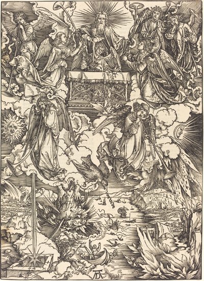 A hét angyal trombitákkal alkotó: Albrecht Dürer