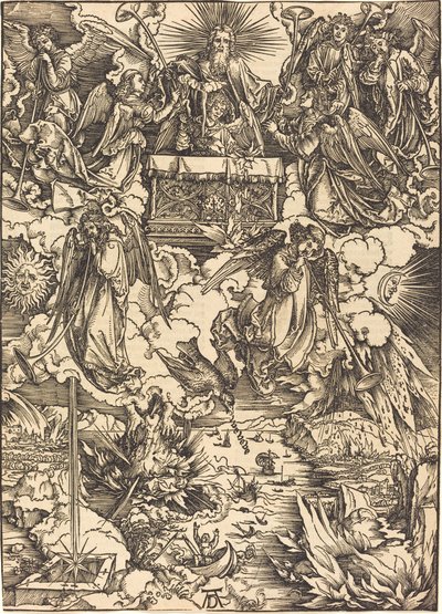 A hét angyal trombitákkal alkotó: Albrecht Dürer