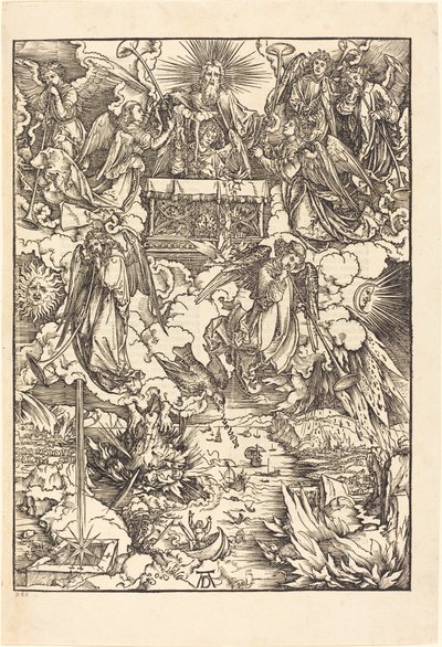 A hét angyal trombitákkal alkotó: Albrecht Dürer