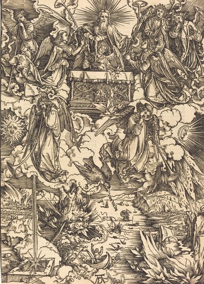 A hét angyal trombitákkal, valószínűleg c. 14961498. alkotó: Albrecht Dürer