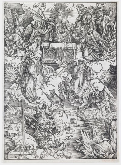 A hét trombita, az Apokalipszisből alkotó: Albrecht Dürer