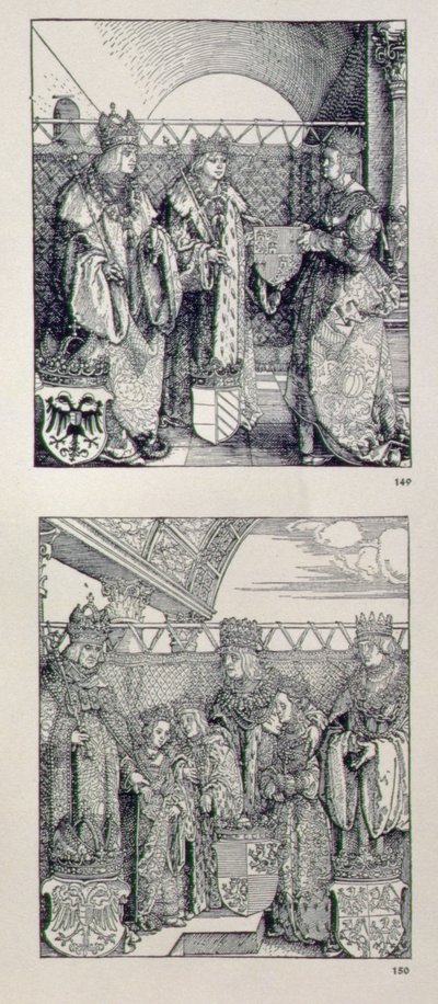 I. Maximilian császár diadalíve (1459-1519): a bal oldali portál felett elhelyezett két panel részlete, amelyek Maximilian császár életének eseményeit ábrázolják, kocsma. 151728 alkotó: Albrecht Dürer