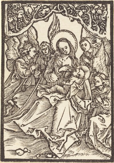 A Szűz, aki négy angyallal ápolja a Krisztus-gyermeket alkotó: Albrecht Dürer