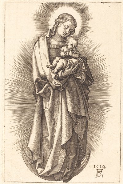 A Szűz és a gyermek a félholdon, diadémmel alkotó: Albrecht Dürer
