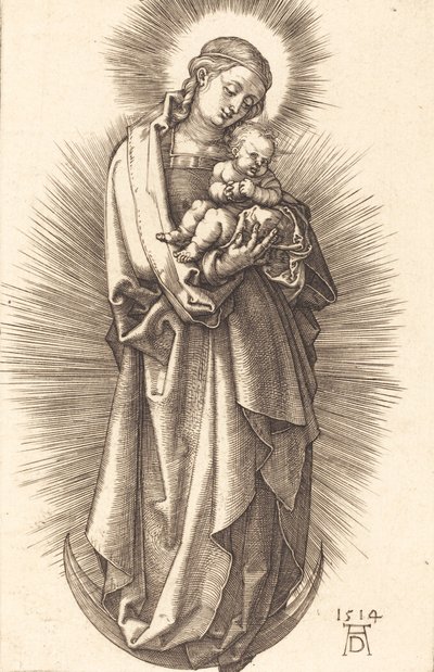 A Szűz és a gyermek a félholdon, diadémmel, 1514. alkotó: Albrecht Dürer