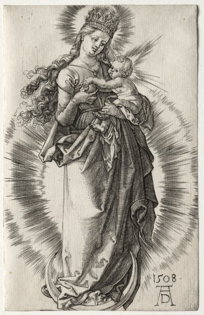 Szűz csillagos koronával, 1508. alkotó: Albrecht Dürer