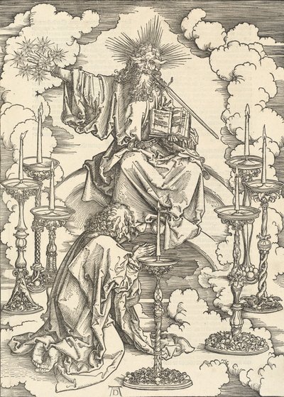 A hét gyertyatartó látomása, 1498. alkotó: Albrecht Dürer