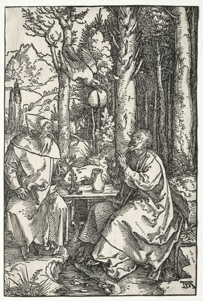Szent Antal látogatása Remete Szent Pálnál, c. 1504. alkotó: Albrecht Dürer