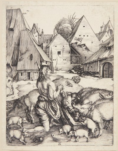 A tékozló fiú a disznók között alkotó: Albrecht Dürer