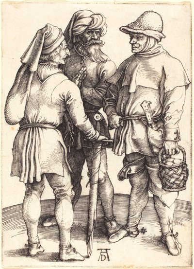 Három paraszt beszélgetésben alkotó: Albrecht Dürer