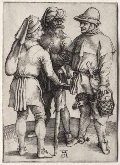 Három paraszt beszélgetésben, c. 1497. alkotó: Albrecht Dürer