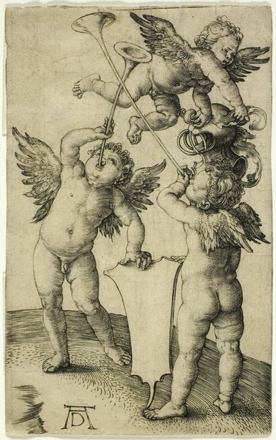 Három putti pajzzsal és sisakkal alkotó: Albrecht Dürer