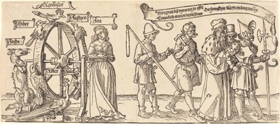 Az idő és a róka a szerencse kerekét forgatja jobbra minden rangú emberrel alkotó: Albrecht Dürer