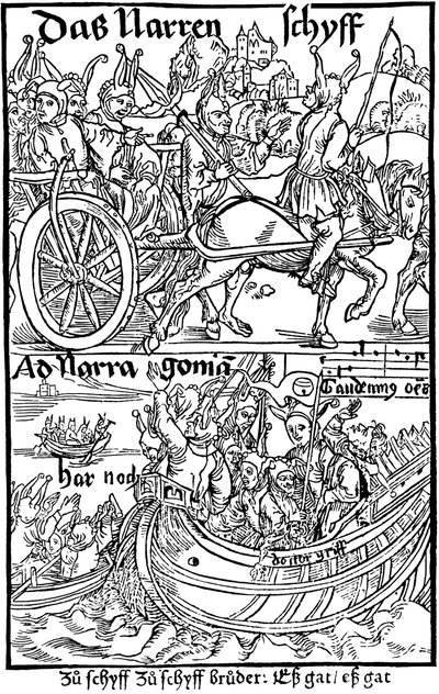 Sebastian Brant Bolondok Hajójának egyik kiadásának címlapja, 1494. alkotó: Albrecht Dürer