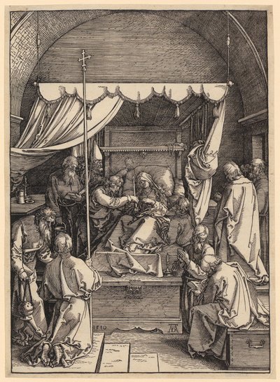 Mária halála, A Szűzanya élete sorozat 18. lapja alkotó: Albrecht Dürer
