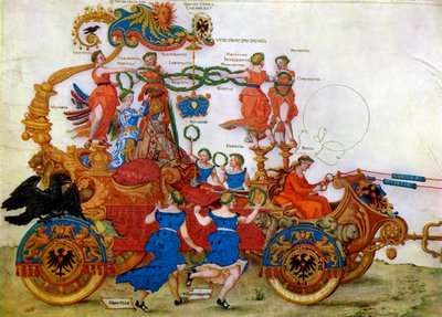 I. Maximilianus császár diadalkocsija, 16. század. alkotó: Albrecht Dürer
