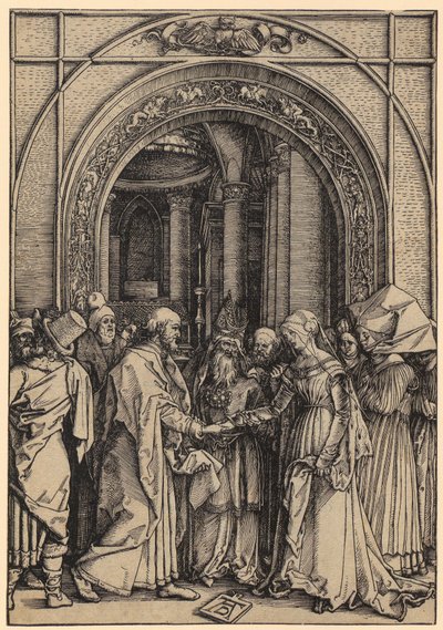 Mária eljegyzése, a „Mária élete” sorozat 7. lapja alkotó: Albrecht Dürer