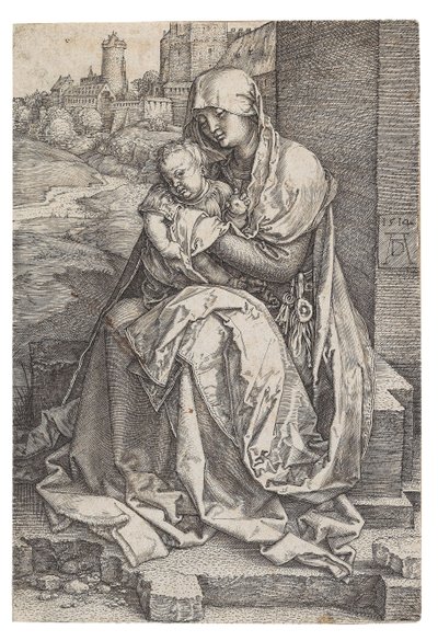 Szűz és gyermek a fal mellett ülve, 1514. alkotó: Albrecht Dürer