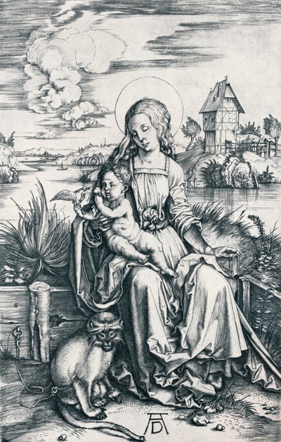 Szűz és gyermek majommal, 1506 1906 alkotó: Albrecht Dürer