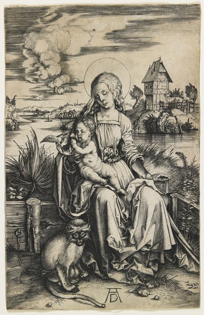 Szűz és gyermek a majommal, c. 1498 alkotó: Albrecht Dürer