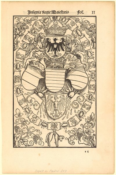 I. Maximilián római király címere [előlap]; Florian Waldauf (Waldauff) von Waldenstein címere [hátlap] alkotó: Albrecht Dürer
