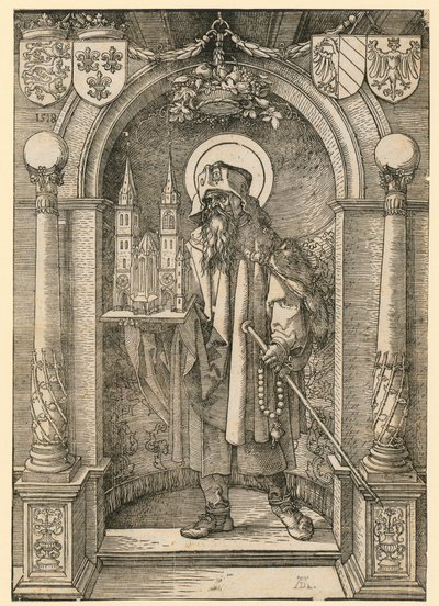 Johannes Stabius címere babérkoszorúval alkotó: Albrecht Dürer