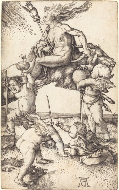 Boszorkány lovaglás kecskén alkotó: Albrecht Dürer