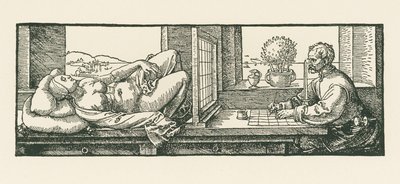 Egy férfi, aki egy fekvő nőt rajzol alkotó: Albrecht Dürer or Duerer