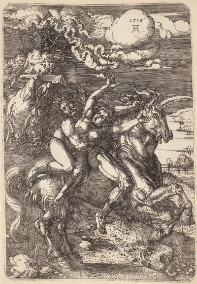 Elrablás egy unikornison alkotó: Albrecht Dürer