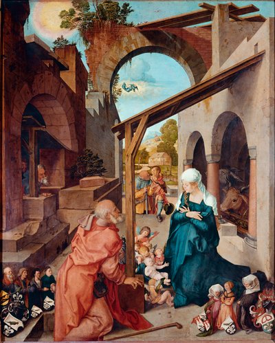 Paumgartner oltárkép: „” Nativite”” Albrecht Durer (1471-1528) festménye 1504 kb. Homályos. 155x126 cm München, Alte Pinakothek alkotó: Albrecht Dürer
