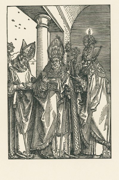 Szent Miklós püspök, Ulrich és Erasmus szentek, 1505 körül (fametszet) alkotó: Albrecht Dürer or Duerer