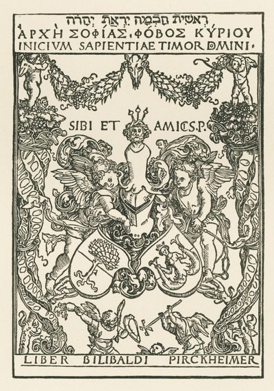 Willibald Pirckheimer könyvjelzője, 1502 körül (fametszet) alkotó: Albrecht Dürer or Duerer