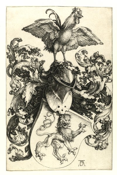 Címer oroszlánnal és kakassal. 1502-03 alkotó: Albrecht Dürer
