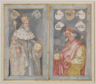 Nagy Károly és Zsigmond császárok, 1507-1510 körül alkotó: Albrecht Dürer