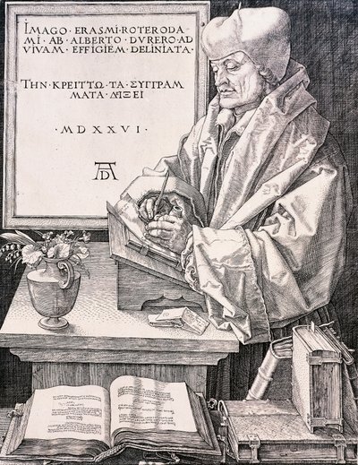 Rotterdami Erasmus (Rotterdam 1466-1469 - Bázel 1536), humanista és teológus alkotó: Albrecht Dürer