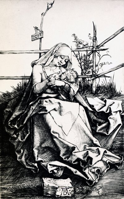 Madonna és gyermek a kerítésben (metszet rézre) alkotó: Albrecht Dürer