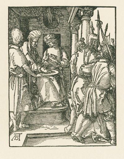 Pilátus kezet mos, 1509 körül (fametszet) alkotó: Albrecht Dürer or Duerer