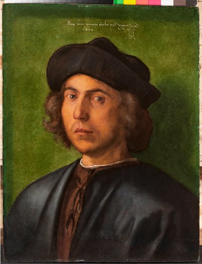 Egy fiatal férfi portréja Albrecht Durer (1471-1528) festménye 1506 Genes, Musei di Strada Nuova alkotó: Albrecht Dürer